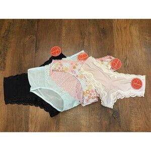 NWT Splendies Cheeky Lace Cotton Womens Underwear Size L - Lot of 4 Pairs